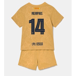 Barcelona Memphis Depay #14 babykläder Bortatröja barn 2022-23 Korta ärmar (+ Korta byxor)